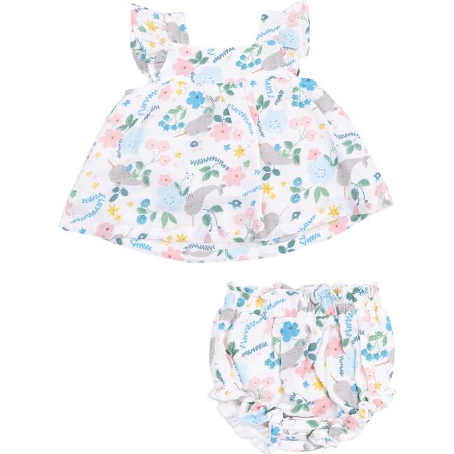 Pinafore & High Waisted Diaper Cover, Narwhal Floral