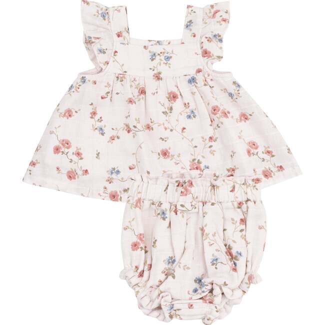 Pinafore & High Waisted Diaper Cover, Climbing Roses
