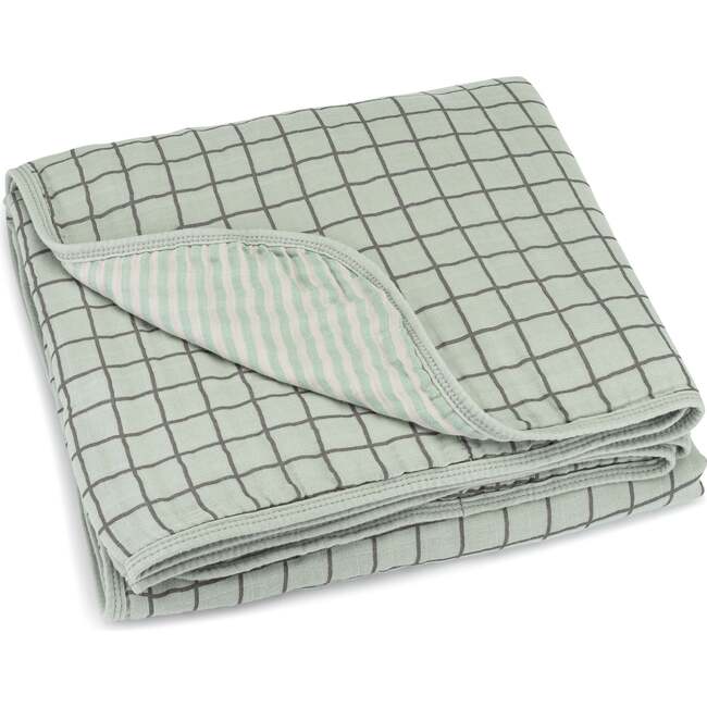 Muslin Quilt, Sage Windowpane