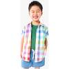 Short Sleeve Button Down In Rainbow Gingham, White Rainbow Check - Button Downs - 2