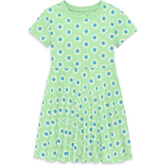 Kids Twirly Dress In Cutout Suns, Pear Cornflower Cutout Suns