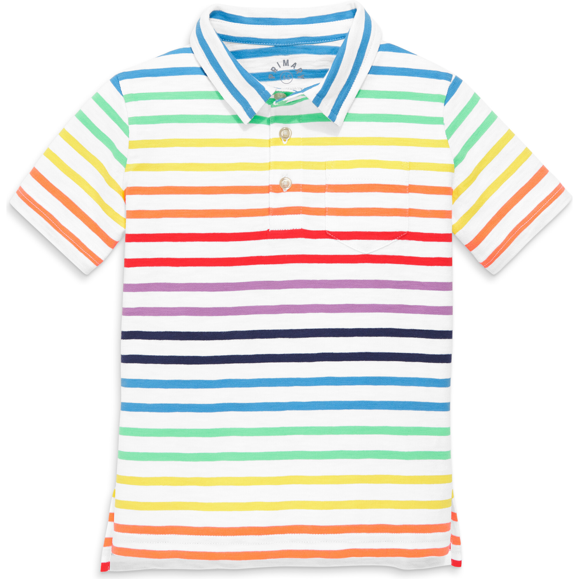 Kids Short Sleeve Polo In Mini Rainbow Stripe, White Double Rainbow Stripe - Polo Shirts - 1