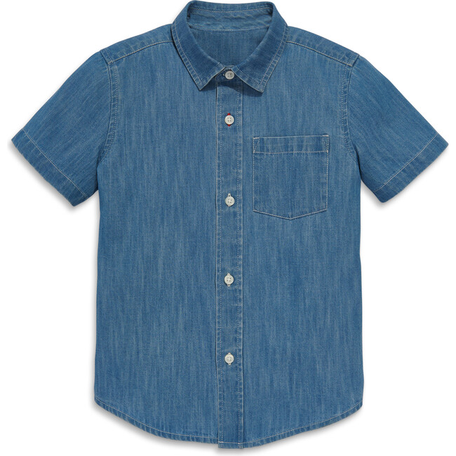 Kids Short Sleeve Chambray Button Down, Chambray