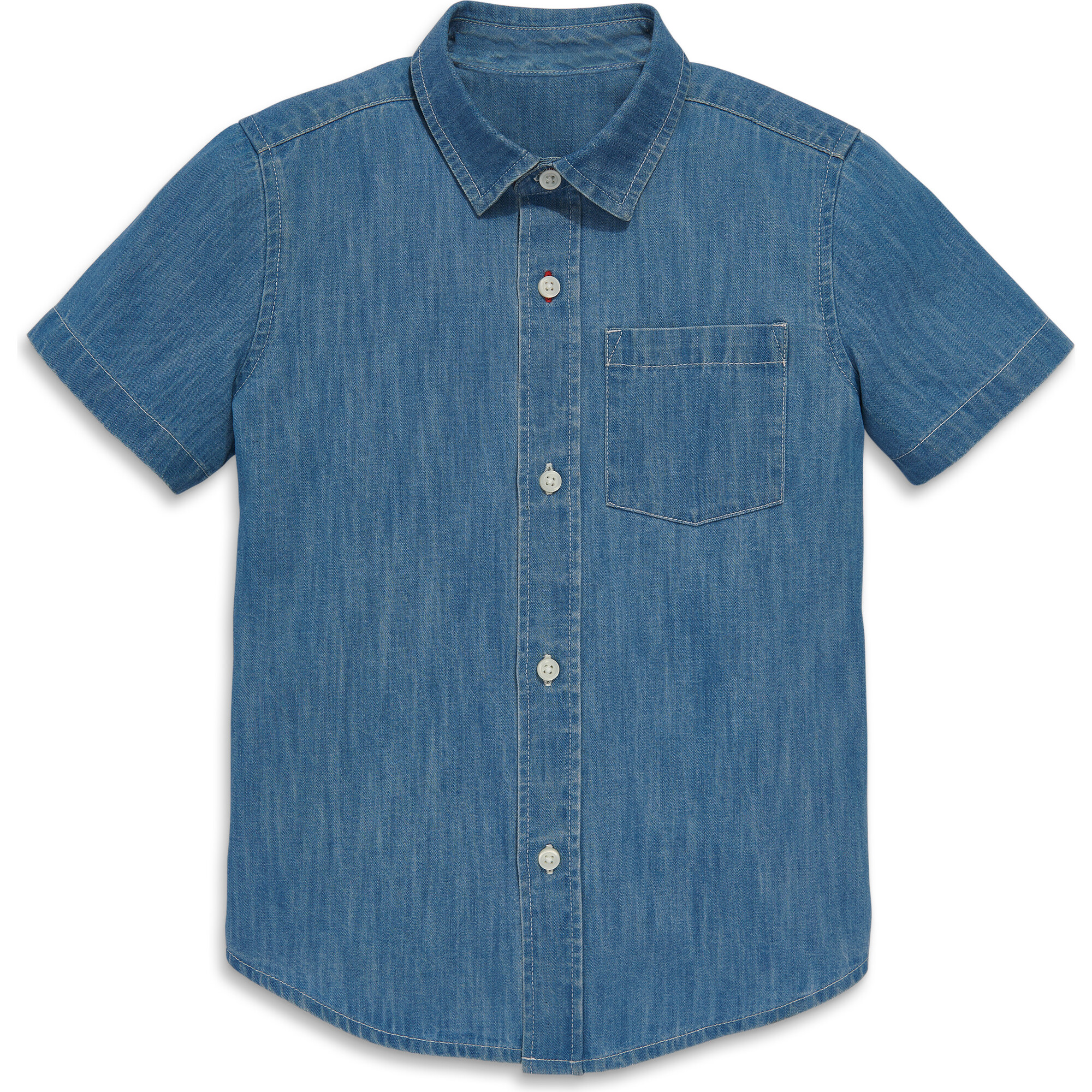 Kids Short Sleeve Chambray Button Down, Chambray - Button Downs - 1