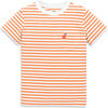 Kids Embroidered Pocket Tee In Stripe, Cantaloupe White Stripes - T-Shirts - 1 - thumbnail