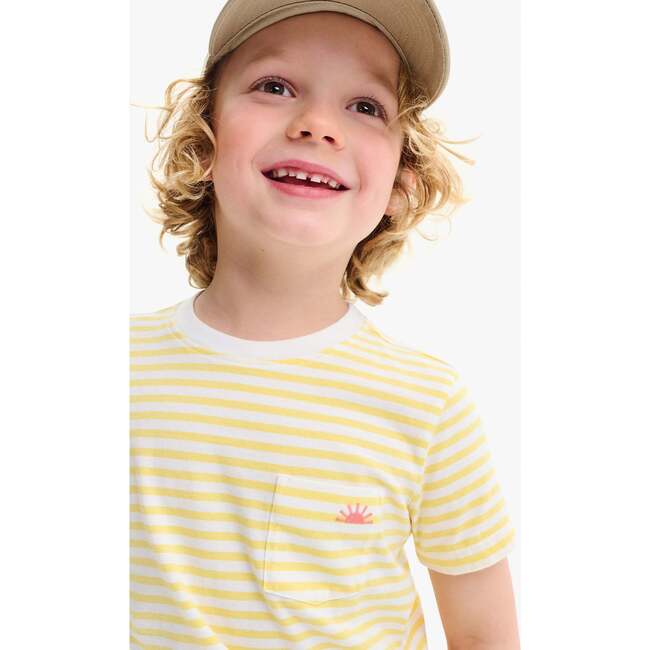 Kids Embroidered Pocket Tee In Stripe, Sunlight White Stripe - T-Shirts - 2