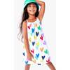 Kids Cotton Gauze Tank Dress In Rainbow Confetti Hearts, White Rainbow Confetti Hearts - Dresses - 2