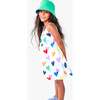 Kids Cotton Gauze Tank Dress In Rainbow Confetti Hearts, White Rainbow Confetti Hearts - Dresses - 3