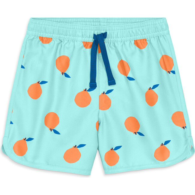 Kids Board Short In Citrus Burst, Mist Clementines - Swim Trunks - 1