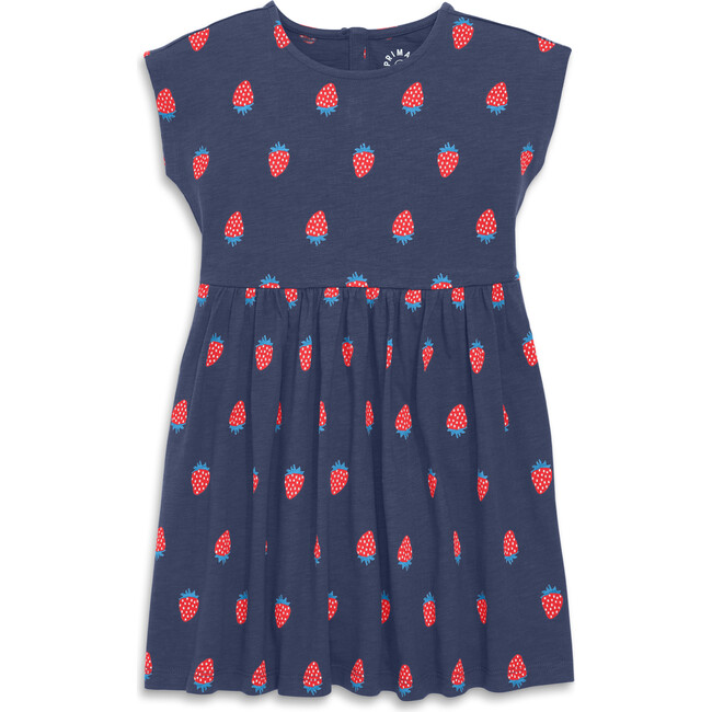 Kids Backyard Dress In Strawberry Fields, Sunwashed Navy Strawberries