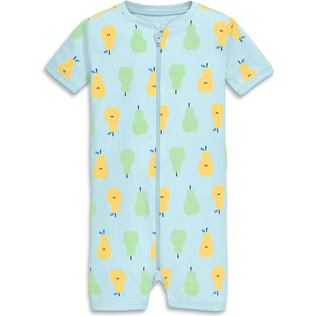 Baby Organic Zip Shortie In Cutout Pears, Saltwater Pears - Pajamas - 1