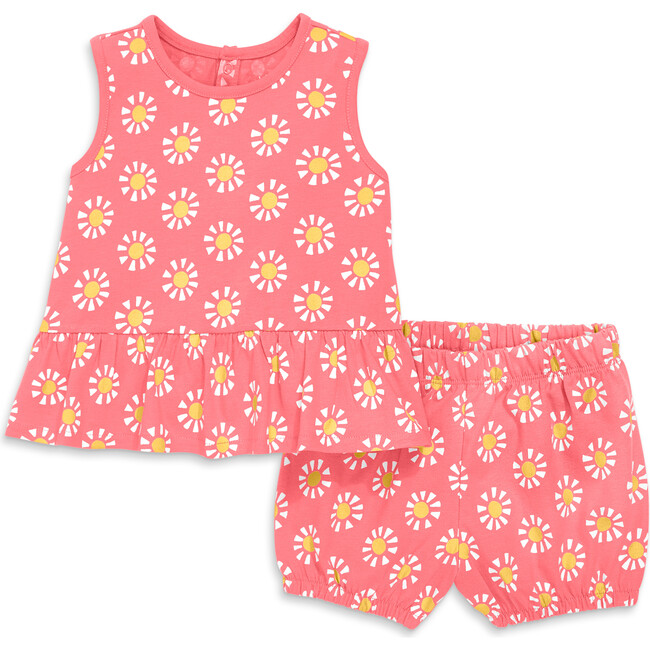 Baby Tank & Bubble Short Set In Cutout Suns, Guava Sunlight Cutout Suns - Mixed Apparel Set - 1