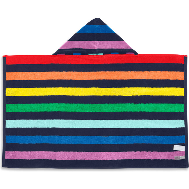 Kids Rainbow Stripe Hoodie Towel, Navy Rainbow Stripe