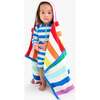 Kids Rainbow Stripe Hoodie Towel, White Rainbow Stripe - Towels - 2