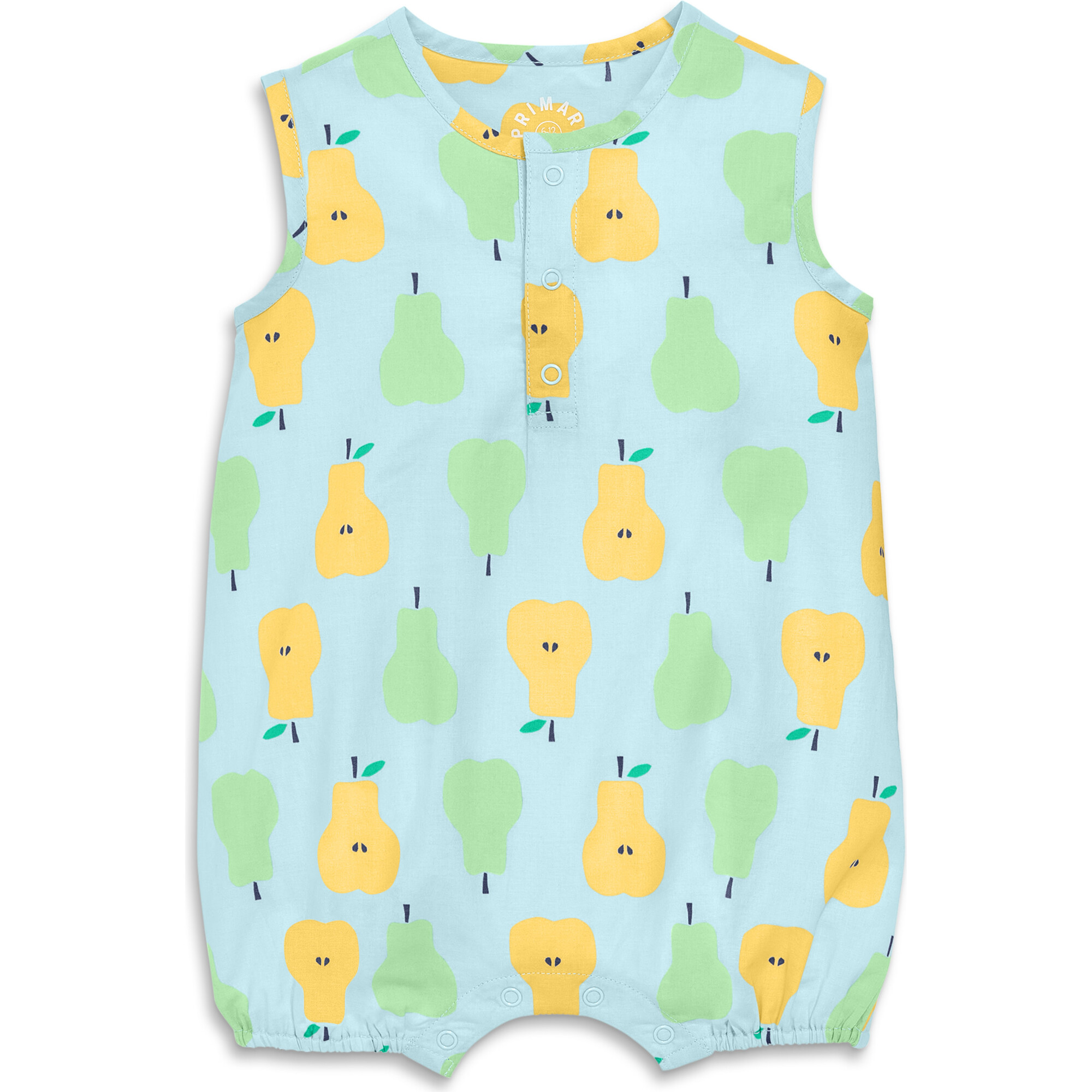 Baby Henley Tank Shortie In Cutout Pears, Saltwater Pears - Rompers - 1