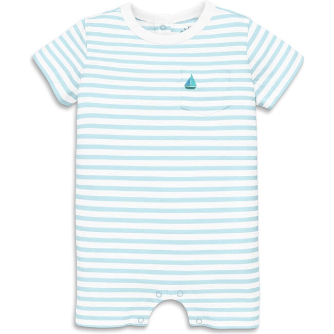 Baby Embroidered Stripe Pocket Shortie, Saltwater White Stripe