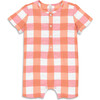 Baby Henley Picnic Shortie In Gingham, Guava Goldfish Gingham - Rompers - 1 - thumbnail