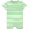 Baby Heathered Pocket Shortie In Stripe, Pear White Stripe - Rompers - 1 - thumbnail