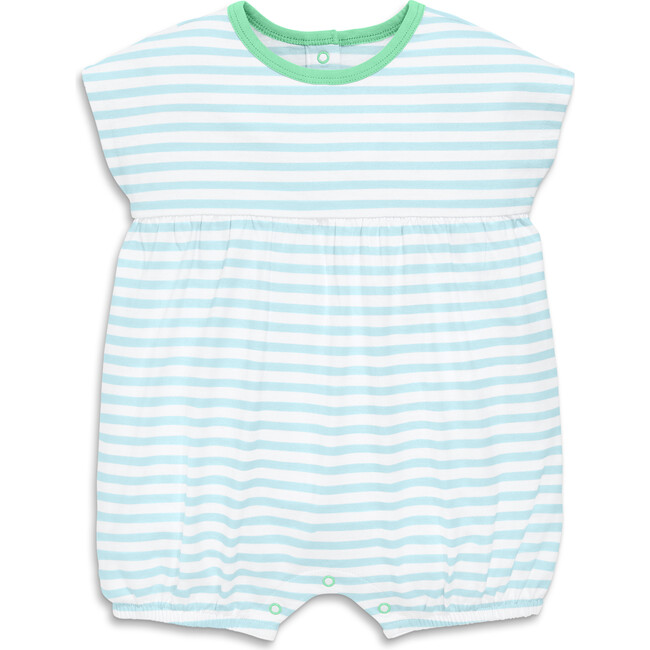 Baby Bubble Shortie In Stripe, Saltwater White Stripes - Rompers - 1