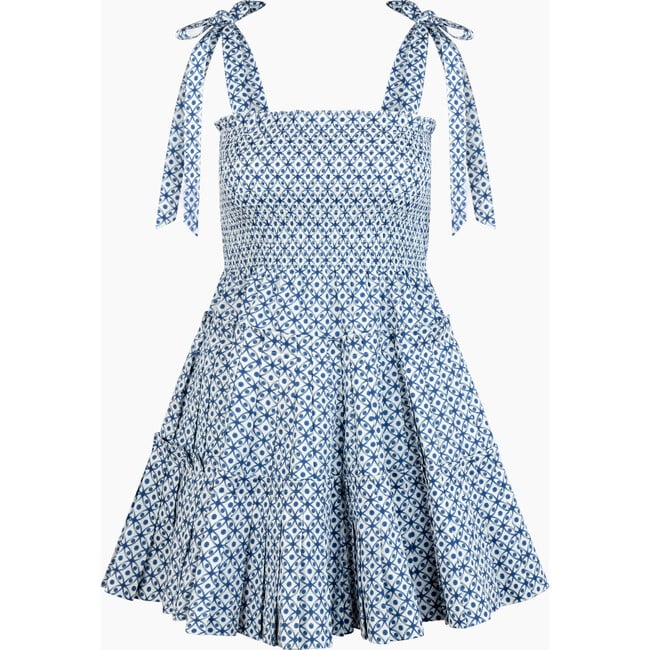 The Ribbon Charlotte Nap Dress, Navy Circular Lattice