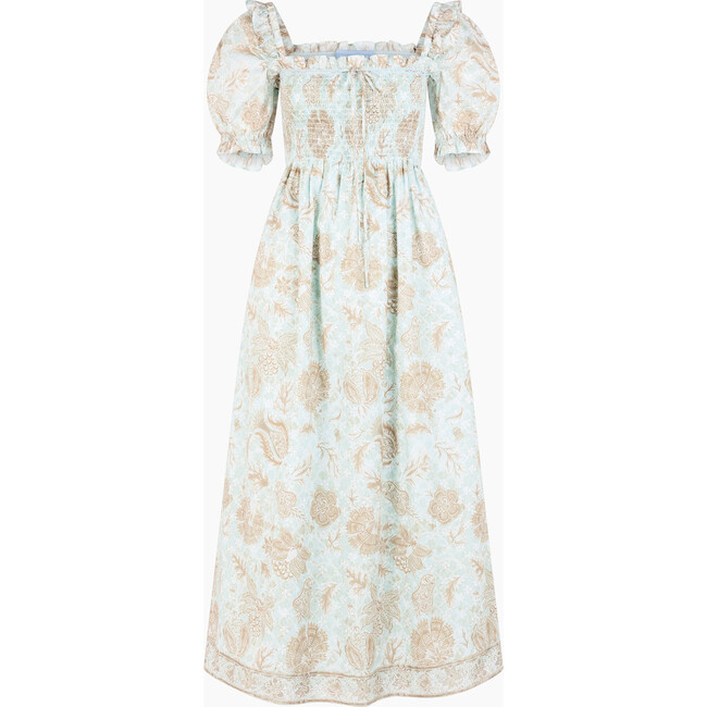 The Scarlett Nap Dress, Aqua Calico Trellis