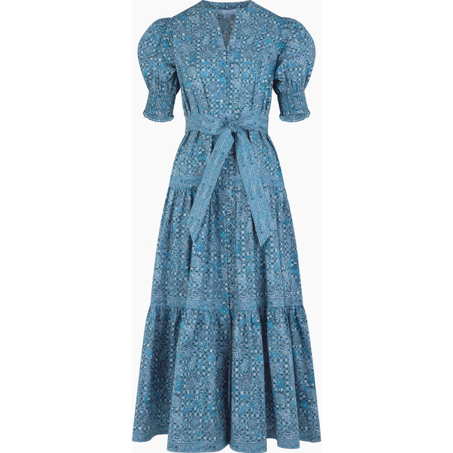 The Yara Dress, Navy Calico Trellis