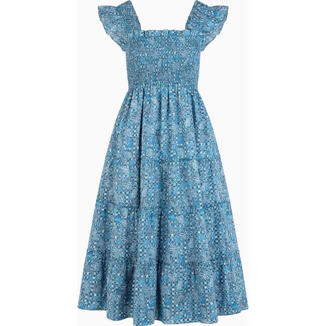 The Ellie Nap Dress, Navy Calico Trellis