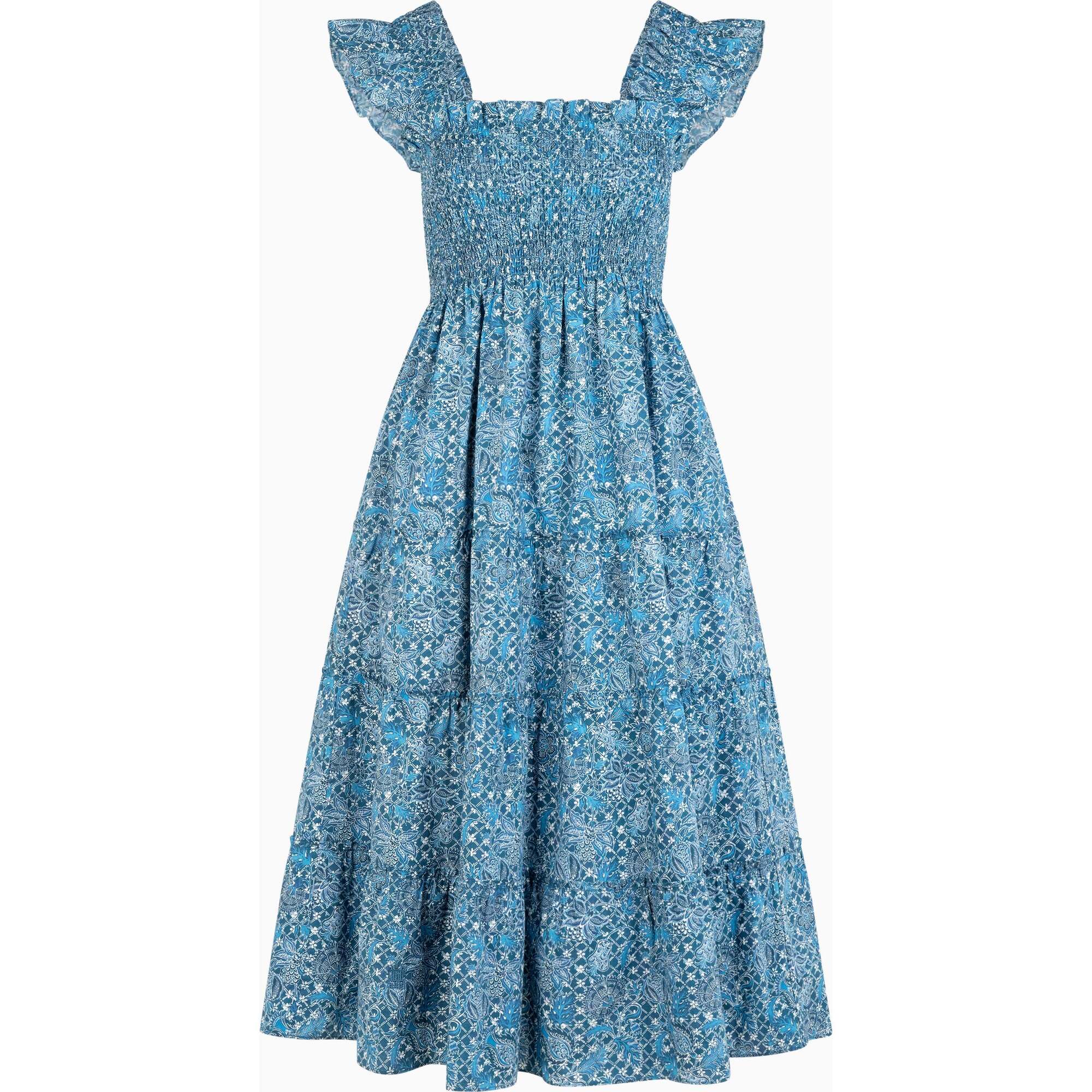 The Ellie Nap Dress, Navy Calico Trellis - Dresses - 1