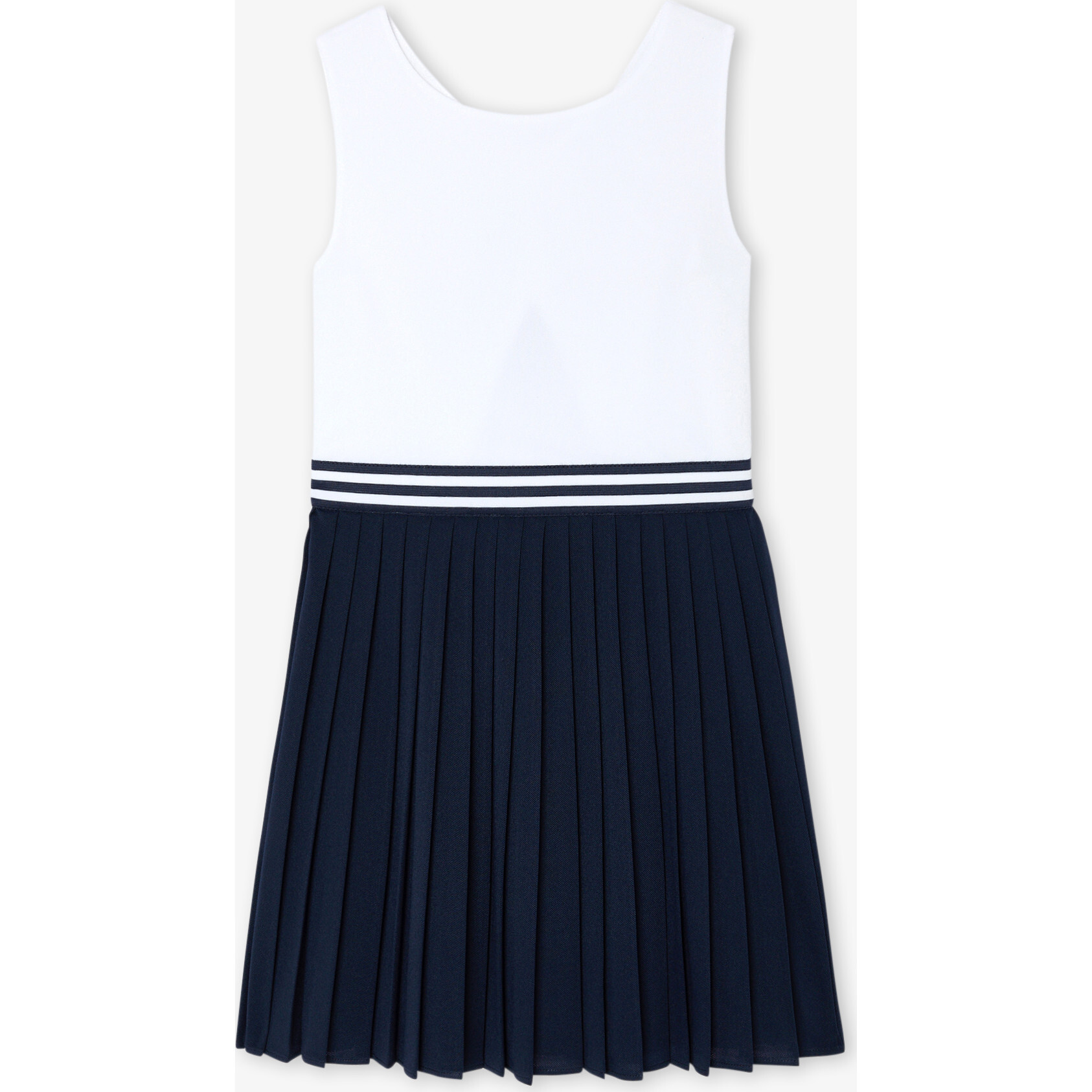Girl Sleeveless Dress White/Navy - Dresses - 1