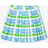 Girl Pleated Skirt In Poplin White/Blue - Skirts - 1 - thumbnail
