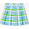 Girl Pleated Skirt In Poplin White/Blue - Skirts - 2