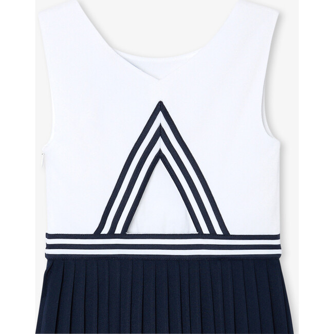 Girl Sleeveless Dress White/Navy - Dresses - 4