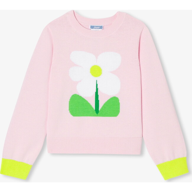 Girl Intarsia Flower Sweater Pale Pink