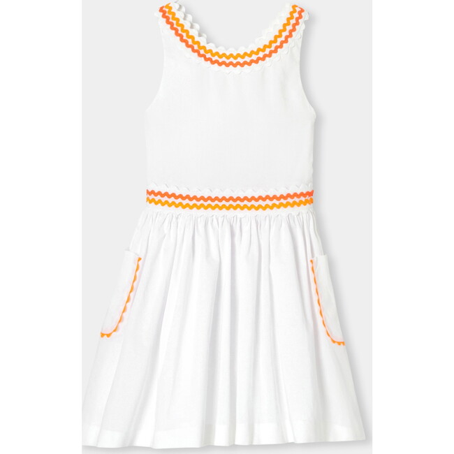 Girl Dress In Cotton Voile  White