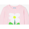 Girl Intarsia Flower Sweater Pale Pink - Sweatshirts - 3