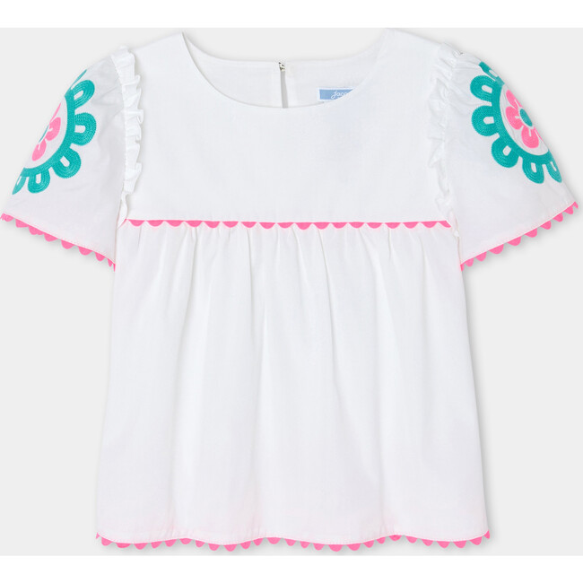 Girl Blouse In Poplin White/Multicolour
