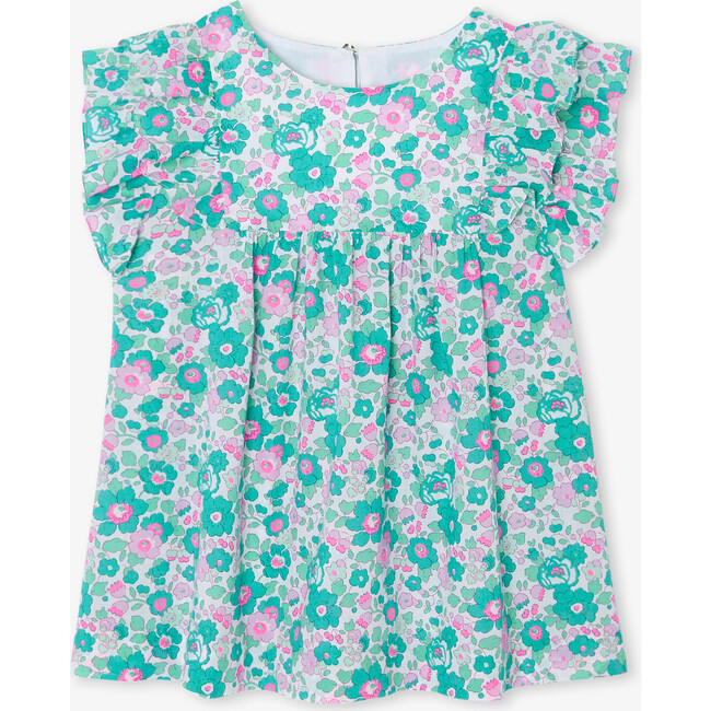 Girl Blouse In Liberty Fabric Turquoise/Multicolour