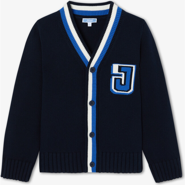 Children's Cardigan In Jersey Stitch Navy