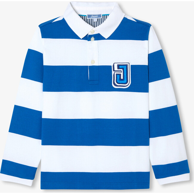 Children's Jersey Polo Shirt White/Blue