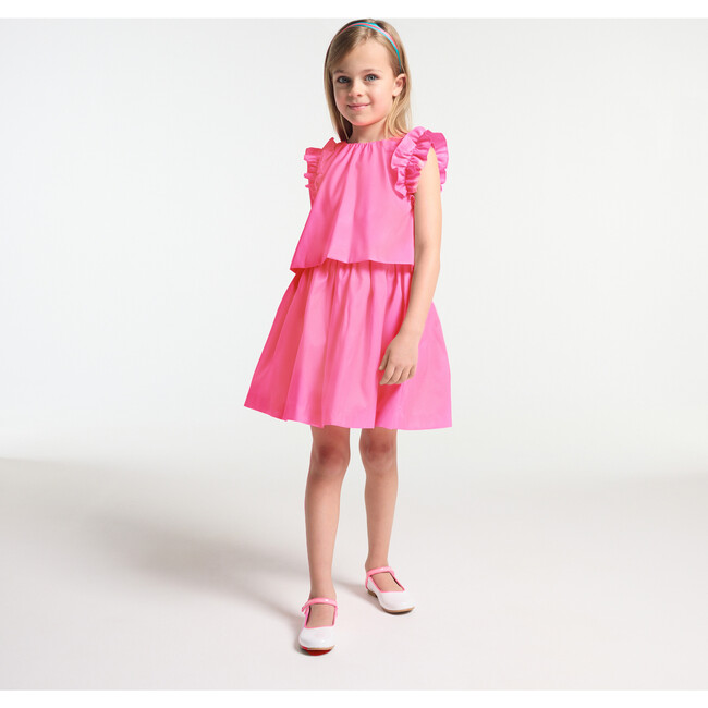 Girl Taffeta Top Neon Pink - Blouses - 4