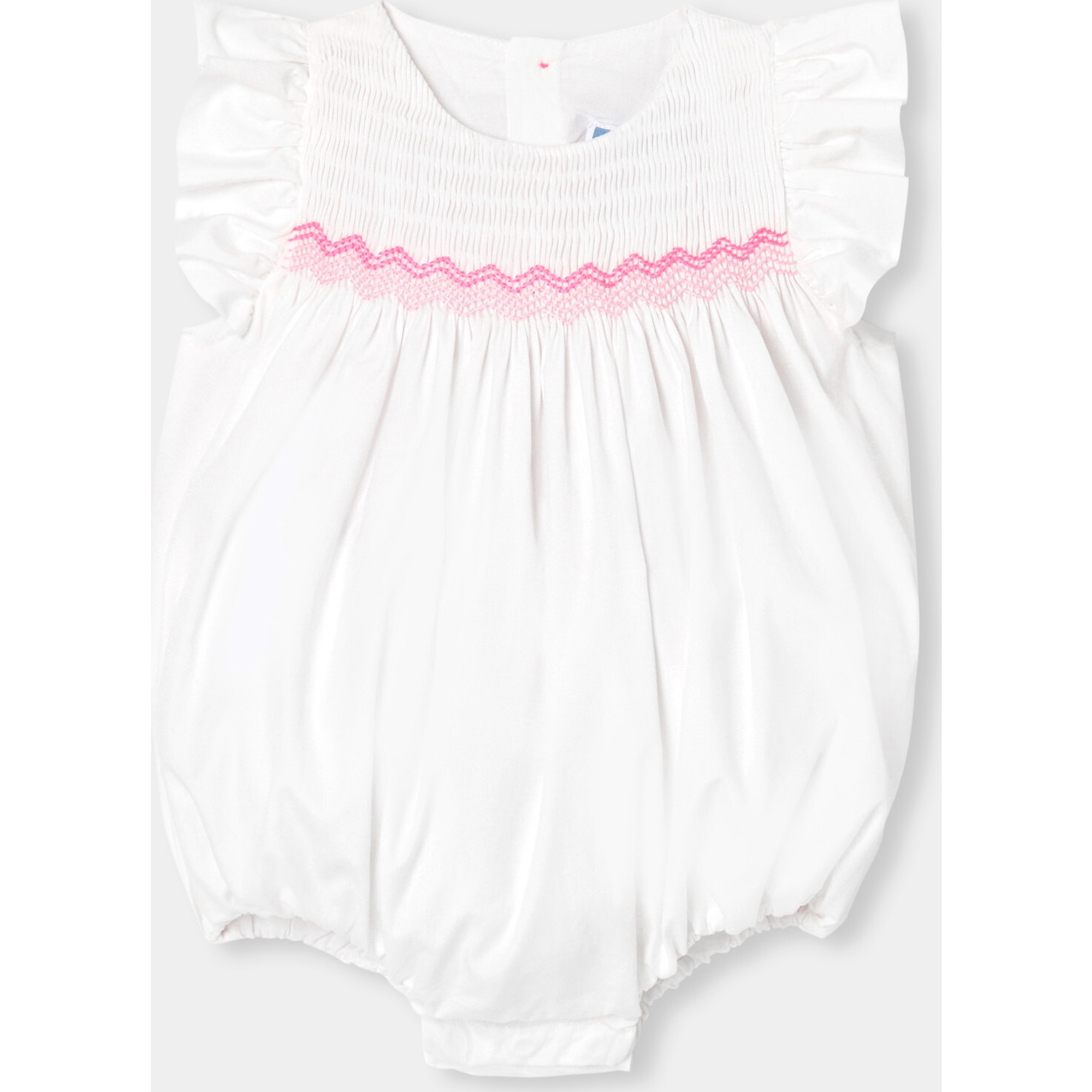 Baby Girl Smocked  Romper White - Rompers - 1