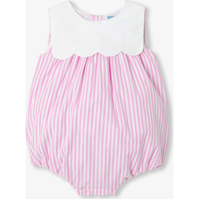 Baby Girl Romper In Striped Poplin White/Pink