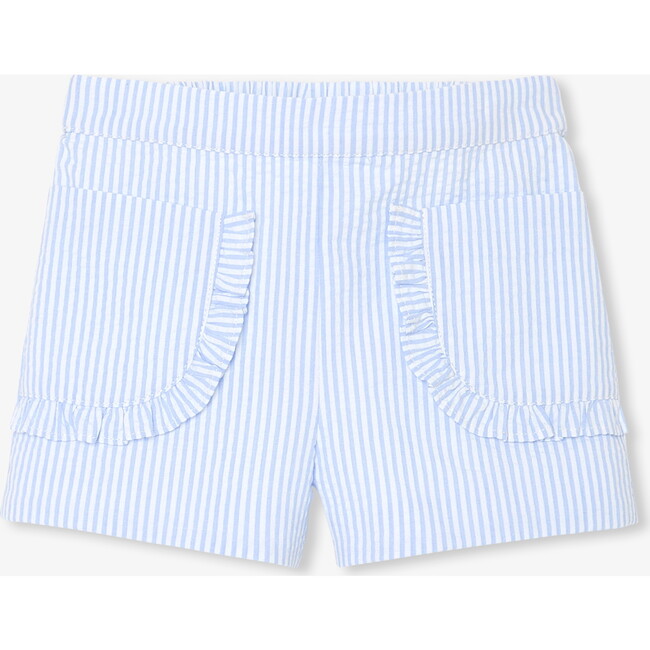 Baby Girl Shorts In Seersucker White/Blue