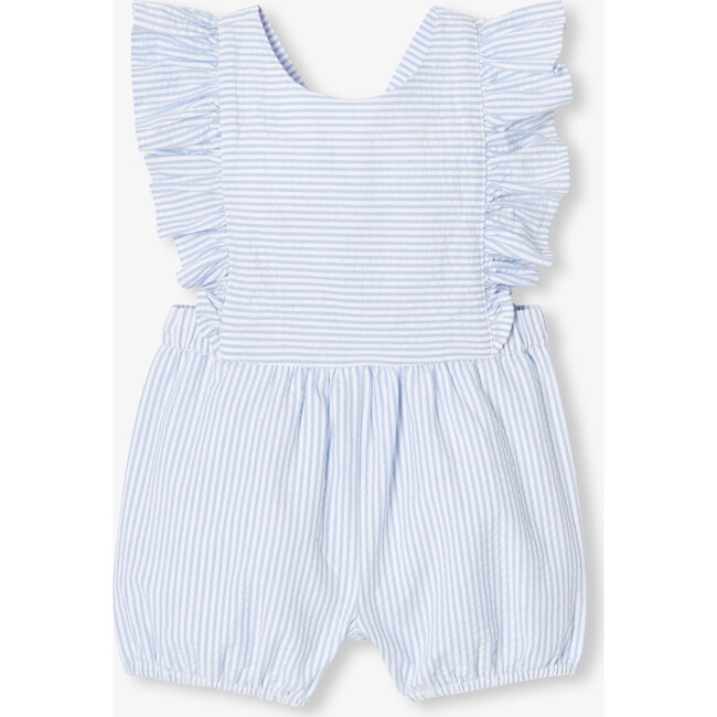 Baby Girl Seersucker Romper White/Blue