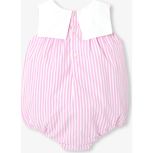 Baby Girl Romper In Striped Poplin White/Pink - Rompers - 2