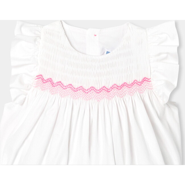 Baby Girl Smocked  Romper White - Rompers - 3