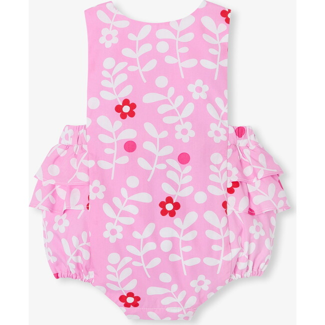 Baby Girl Romper In Poplin Pink/Multicolour