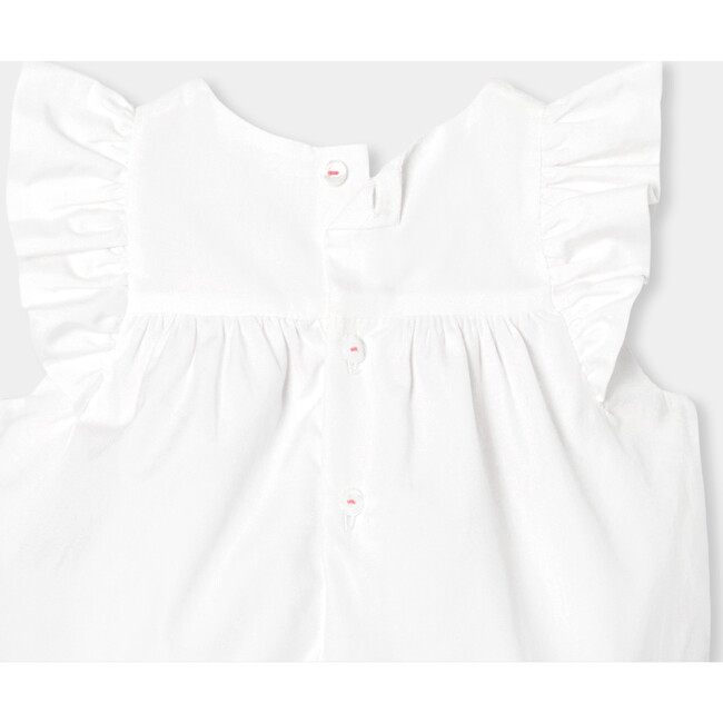 Baby Girl Smocked  Romper White - Rompers - 4