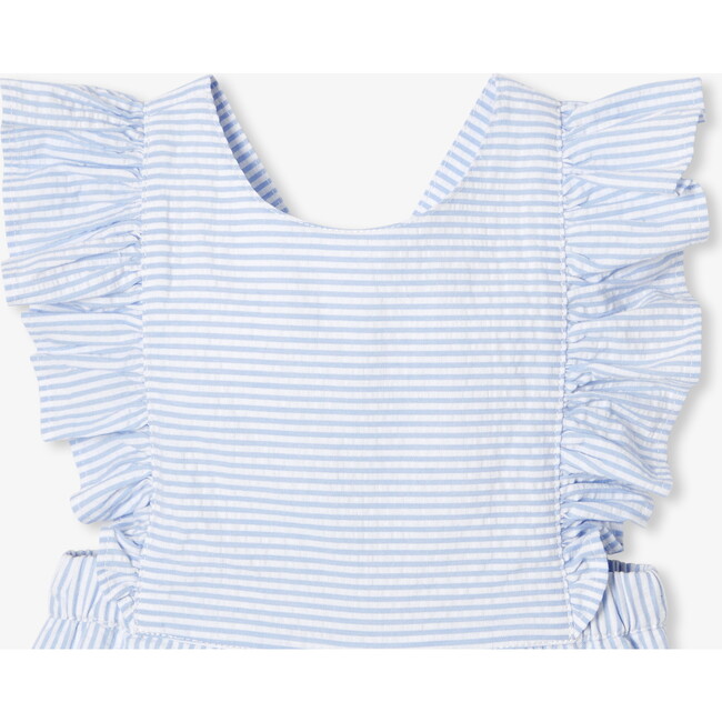 Baby Girl Seersucker Romper White/Blue - Rompers - 3