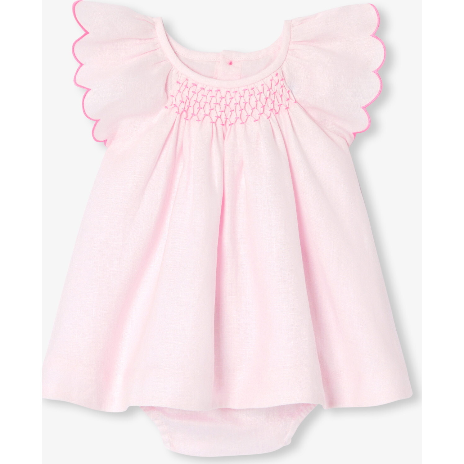 Baby Girl Linen  Dress  Pale Pink - Dresses - 1